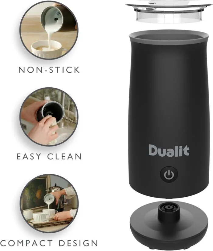 Dualit Da8414 Milk Frother Black with Non stick Interior Easy Clean Features and Compact Design