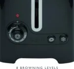 Close up of Dualit Da2625 2 Slice Lite Toaster in Black Focusing on Browning Control Knob