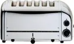 Dualit Da0144 6 Slice Vario Toaster in Polished Stainless Steel on a White Background