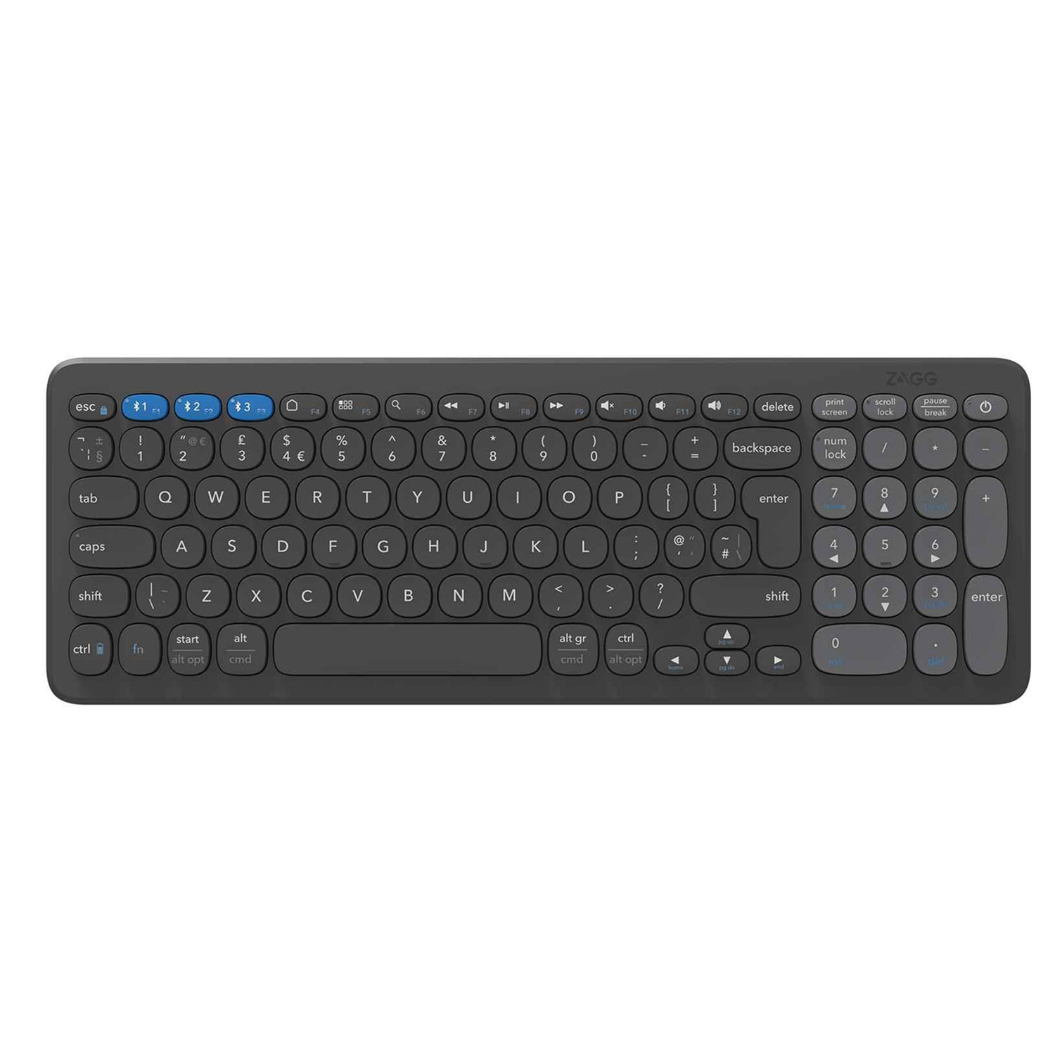 103211034_1_1.jpg Zagg 103211034 Multi-pairing Mid Size Keyboard with Wireless Charging - Image 1