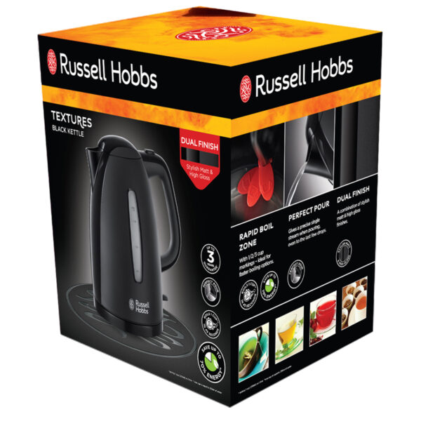 Russell Hobbs 1.7 Litre Textures Kettle 3000W - Black - Image 3