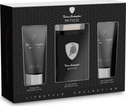 Lamborghini Mitico Gift Set 125ml EDT + 100ml Shower Gel + 100ml Aftershave Balm