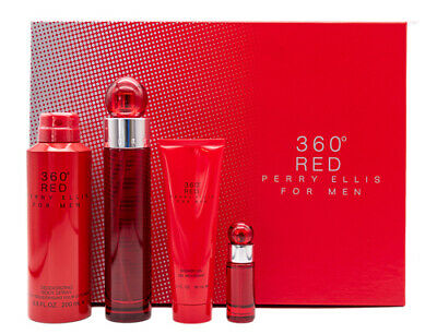 Perry Ellis 360 Red for Men Gift Set 100ml EDT + 90ml Shower Gel + 200ml Deodorant Spray + Mini 7ml EDT