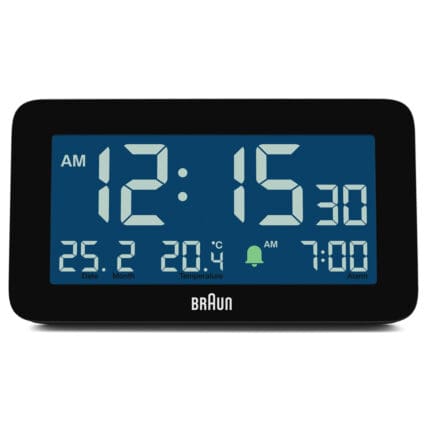 Braun BC10B Digital Alarm Clock with Date, Month and Temperature - Black