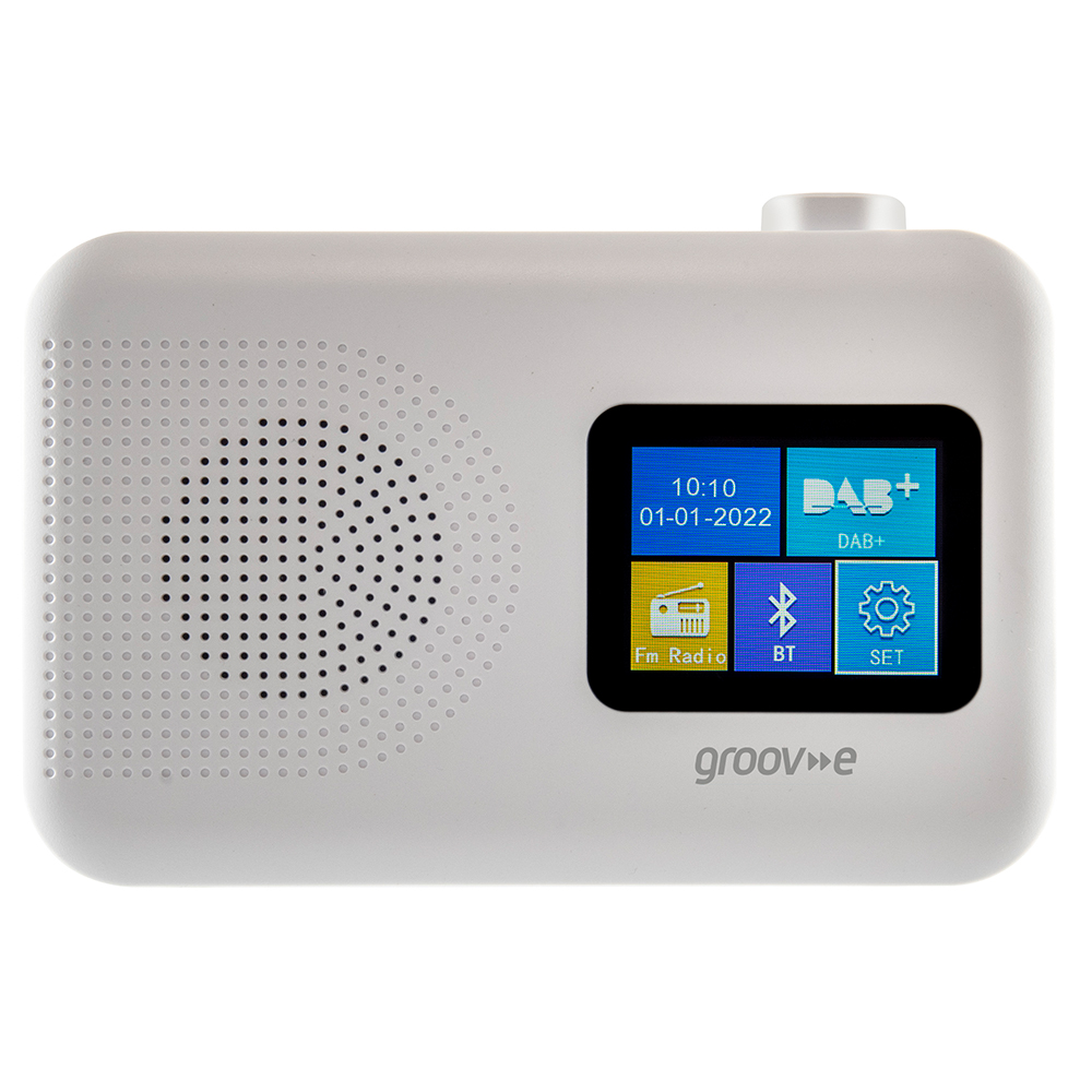 GVDR06WE_1_1-1.jpg Groov-e GVDR06WE Berlin Portable Colour Screen DAB/FM Radio with Bluetooth - White - Image 1