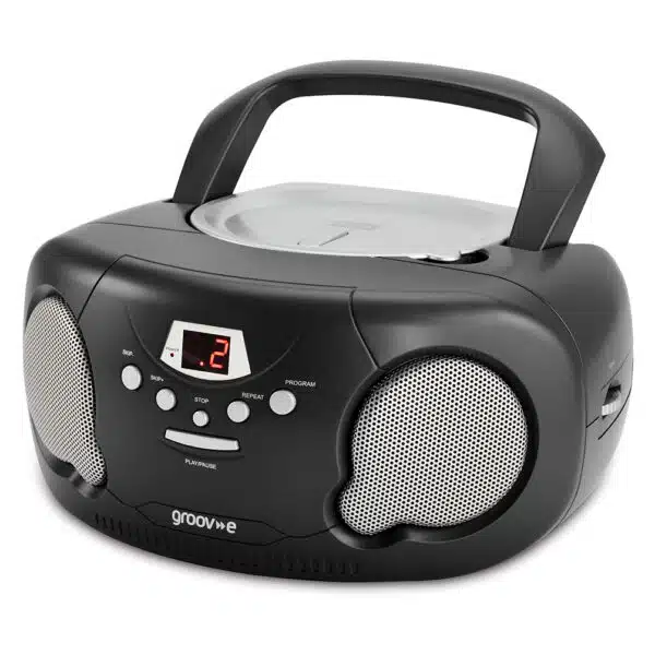 Groov-e GVPS733BK Original Boombox Portable CD Player with Radio - Black - Image 2