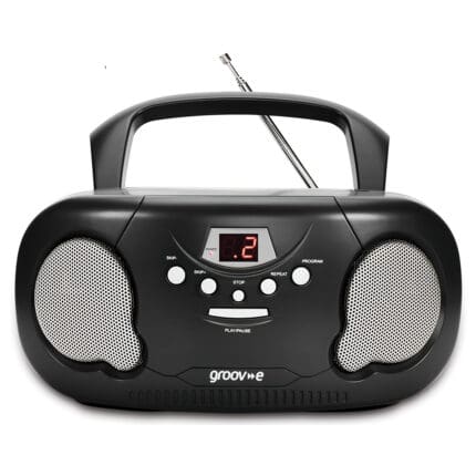 Groov-e GVPS733BK Original Boombox Portable CD Player with Radio - Black