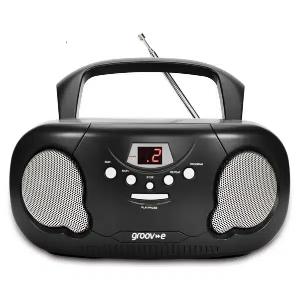 Groov-e GVPS733BK Original Boombox Portable CD Player with Radio - Black