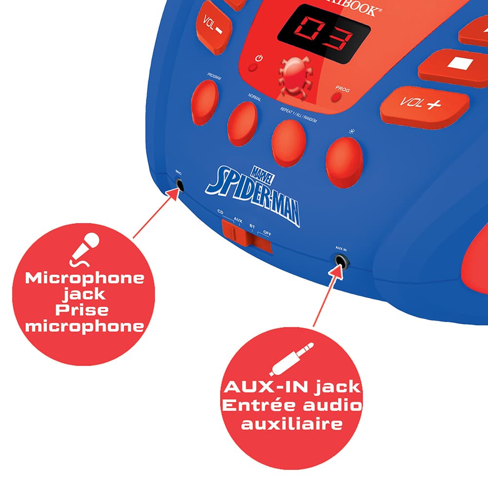 Spider Boo Box Marvel Spider-Man Boombox CD Player with Bluetooth – Lexibook RCD109SP ...
