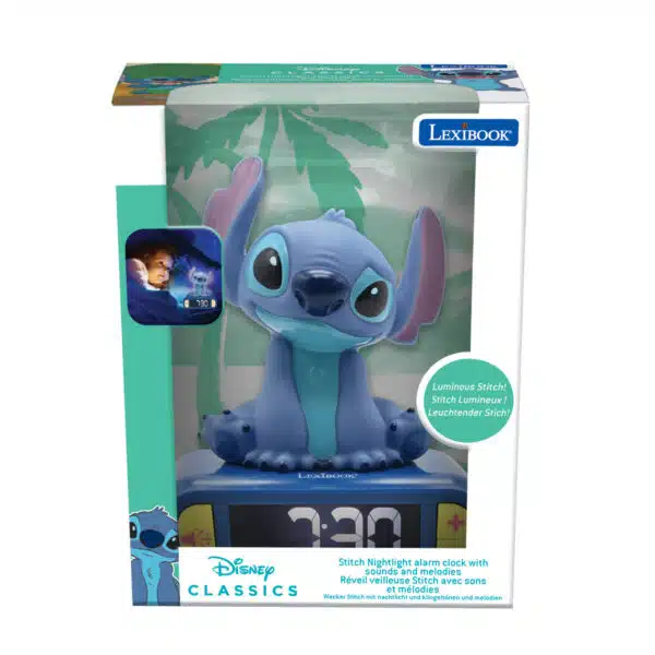 Lexibook RL800D 3D Disney Stitch Childrens Clock with Night Light - Image 3