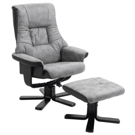 Homcom Manual Recliner Sofa With Footrest 360 Swivel Sofa Armchair Faux Leather Grey