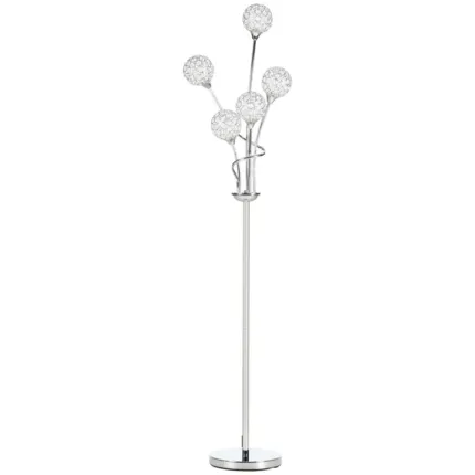 Homcom K9 Crystal Floor Lamp for Living Room, 5 Light Upright Standing Lamp, Silver