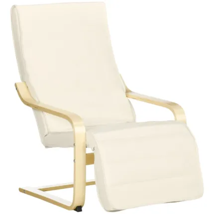 Homcom Lounge Chair Recliner Adjustable Footrest Home Cream White