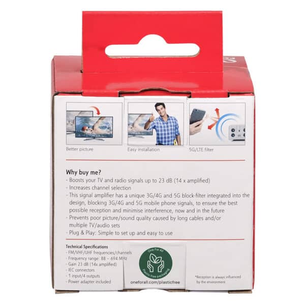 One For All SV9604 | 4 Way TV Signal Booster/Splitter with 4G Filter - Image 3