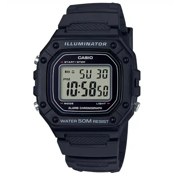 Casio W218H/1AV Mens Digital Sports Watch Alarm Chronograph 50M - Black Resin