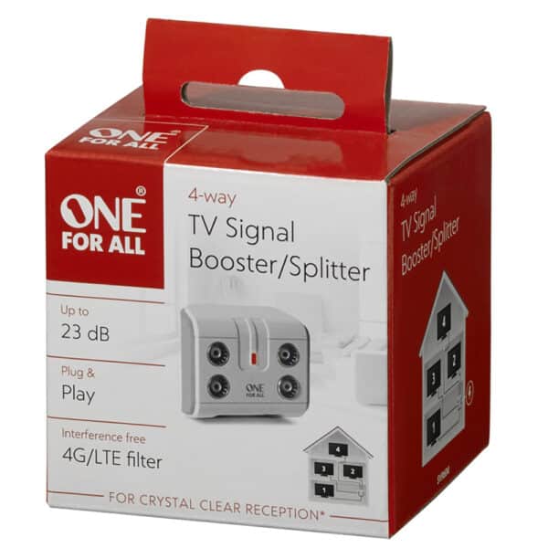 One For All SV9604 | 4 Way TV Signal Booster/Splitter with 4G Filter - Image 2