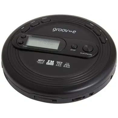 Groov-e GVPS210/BK Retro Series Personal CD Player with FM Radio - Black