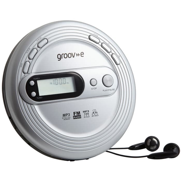 Groov-e GVPS210/SR Retro Series Personal CD Player with FM Radio - Silver - Image 2