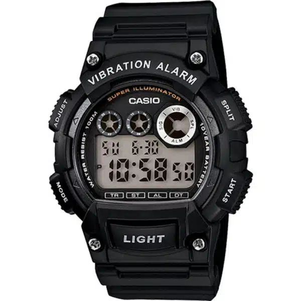 Casio W735H/1A Mens Digital Sports Watch Alarm Stopwatch 100M - Black Resin