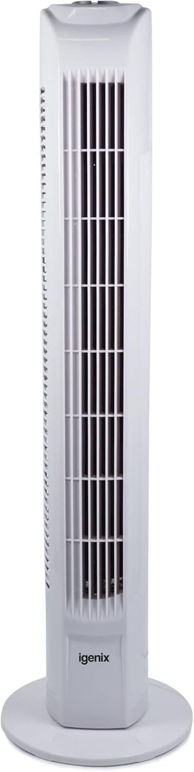 Igenix DF0035T 29 Inch Digital Tower Fan with 7.5H Timer, Remote Control White