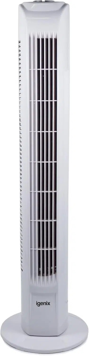 Igenix DF0035T 29 Inch Digital Tower Fan with 7.5H Timer, Remote Control White