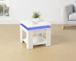 Effulgence White Square Side Table with Blue Led Light