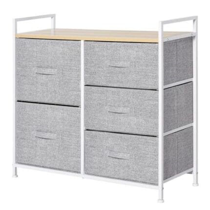 Homcom 5 Drawer Linen Basket Storage Unit Home Organisation w/ Shelf Handles