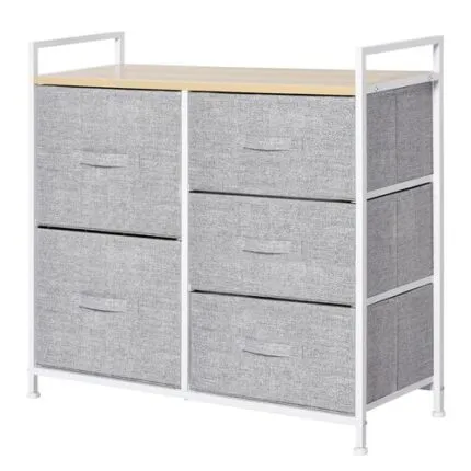 Homcom 5 Drawer Linen Basket Storage Unit Home Organisation w/ Shelf Handles
