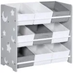 Zonekiz Storage Unit W 9 Removable Storage Baskets for Nursery Playroom   Grey