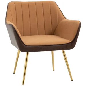 Homcom Accent Chairs Velvet Armchairs for Living Room and Bedroom Light Brown HOMCOM