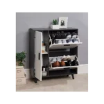 Greenhurst Shoe Storage Cabinet Grey and White Mdf 86cm X 75cm X 29cm Stylish Home Storage