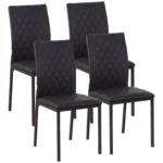 Homcom Dining Chairs Faux Leather Accent Chairs for Kitchen Set of 4 Black