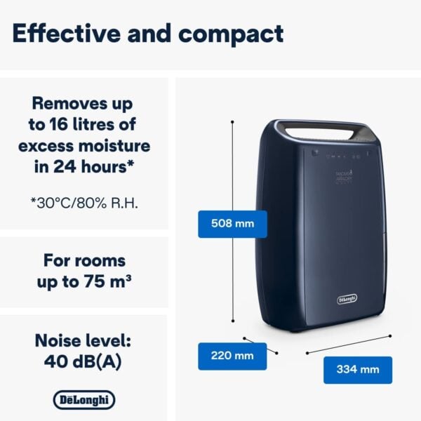 Delonghi DEX216F Dehumidifier | 16L/24hrs - High Performance - Image 2