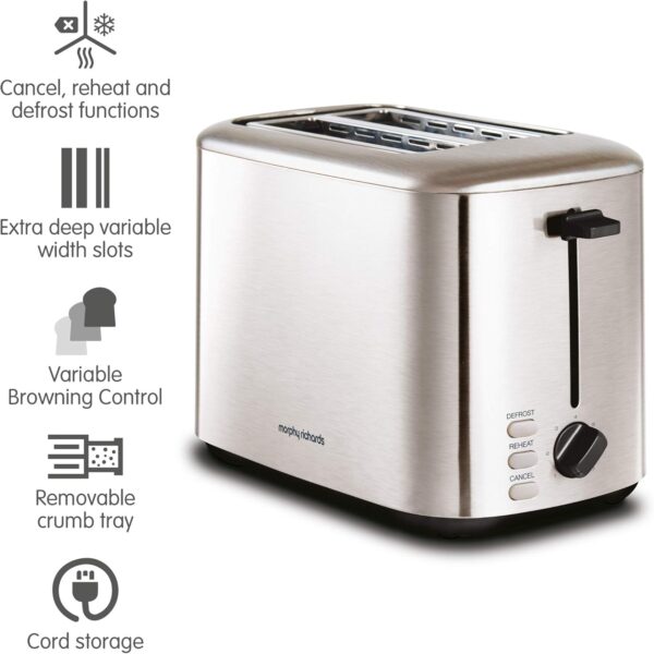 Morphy Richards 222067 Toaster Equip 2 Slice S/S Deep Slots Re - Image 2