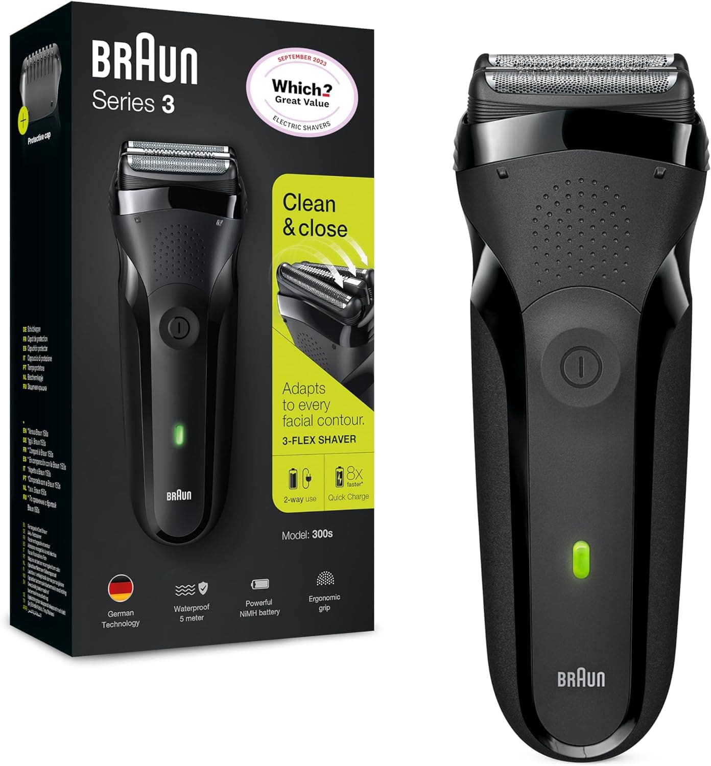 819WFkVbkVL._AC_SL1500_ Braun 300S NEW Shaver Series 3 UK Shaver Plug Waterproof: Ultimate Grooming Tool - Image 1