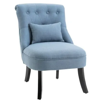 Homcom Fabric Single Sofa Dining Chair Upholstered W/ Pillow Solid Wood Leg Living Room
