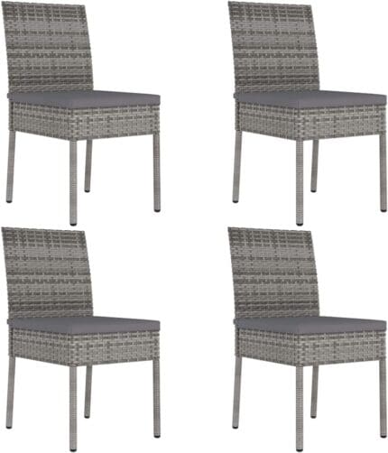 vidaXL Garden Dining Chairs 4 pcs Poly Rattan Grey