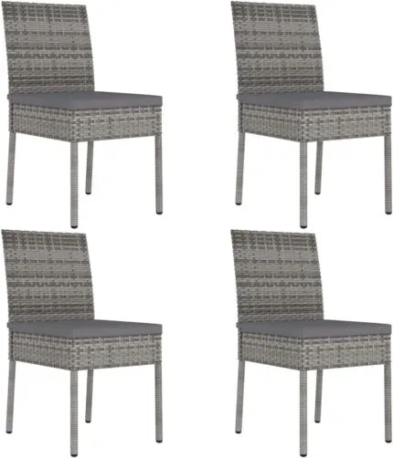 vidaXL Garden Dining Chairs 4 pcs Poly Rattan Grey