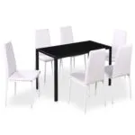 Vidaxl 7 Piece Dining Table Set Black and White