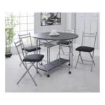 Greenhurst Stowaway 4 Seat Dining Set   Black  Silver