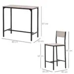 Homcom Table and Bar Stool Set with Dimensions Metal Frame and Mdf Top in Black