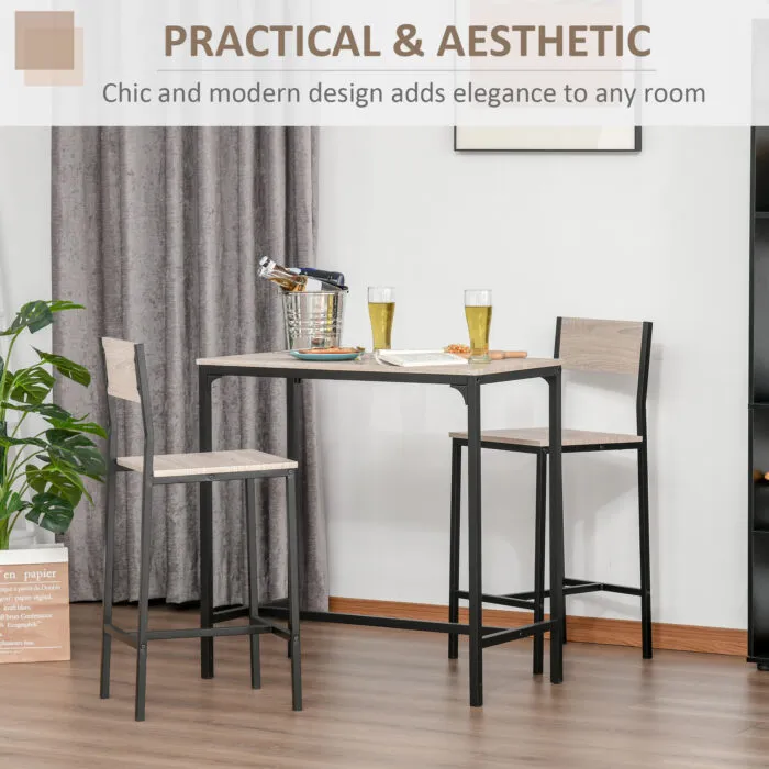Homcom Table and Bar Stool Set with Metal Frame and Mdf Top Displayed in a Stylish Room Setting