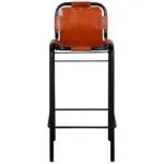 Vidaxl Bar Stool with Black Metal Frame and Real Leather Seat in Tan Color Front View