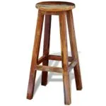 Vidaxl Bar Stool Made of Solid Reclaimed Wood Showcasing Natural Color Variations and Rustic Texture
