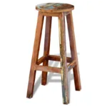Vidaxl Bar Stool Made of Solid Reclaimed Wood with Colorful Accents on a White Background