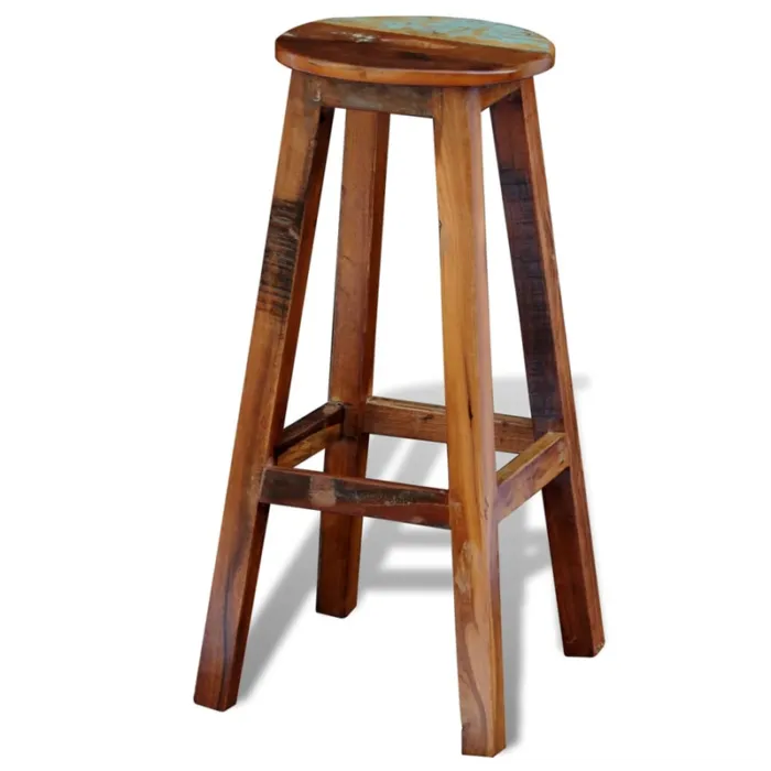 Vidaxl Bar Stool Made of Solid Reclaimed Wood with Multi color Top and Sturdy Legs