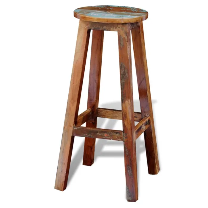 Vidaxl Bar Stool Made of Solid Reclaimed Wood with Rustic Multicolored Finish