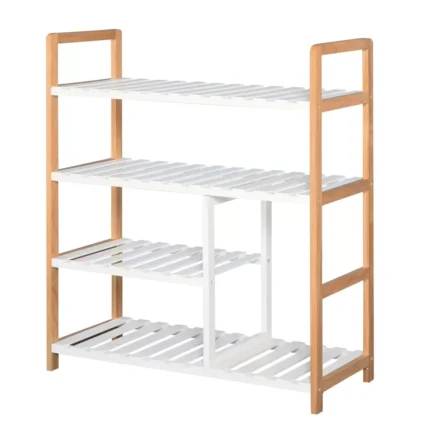 Homcom 4-Tier Shoe Rack Simple Home Storage Wood Frame Boot Compartment Home