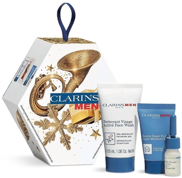 Clarins Men Gift Set 30ml Active Face Wash + 12ml Super Moisture Balm + 3ml Shave + Beard Oil - Image 2