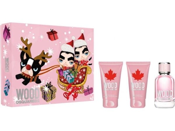 DSquared2 Wood For Her Gift Set 50ml EDT + 50ml Body Lotion + 50ml Shower Gel